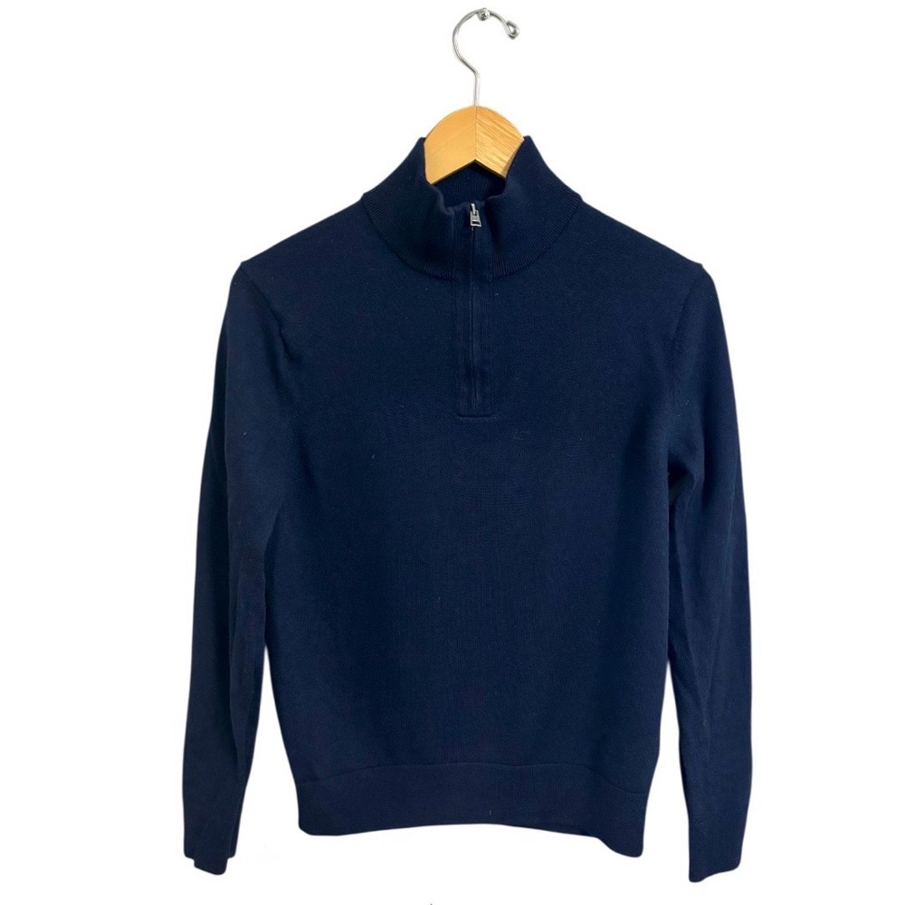 Banana Republic Navy Blue Merino Wool Half Zipper Sweater
